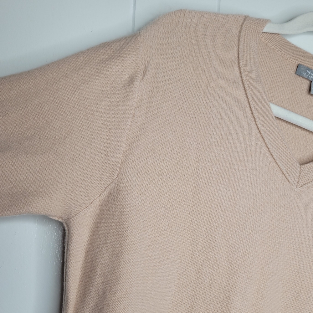 Neiman Marcus The Cashmere Collection V Neck Pullover Blush Pink Sweater LG - Picture 4 of 10